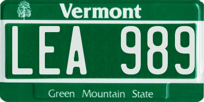 VT license plate LEA989