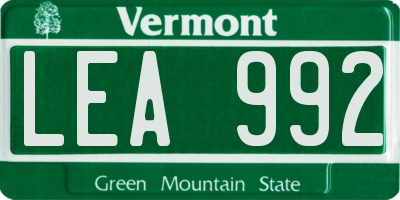 VT license plate LEA992