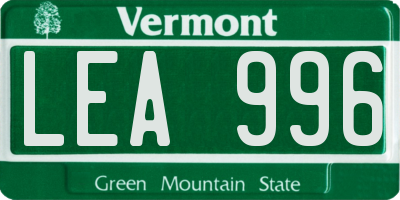 VT license plate LEA996