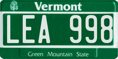 VT license plate LEA998