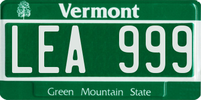VT license plate LEA999