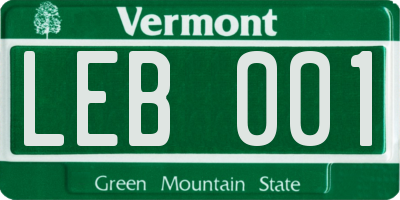 VT license plate LEB001