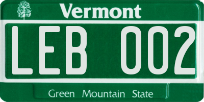 VT license plate LEB002