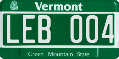 VT license plate LEB004