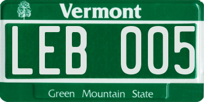 VT license plate LEB005