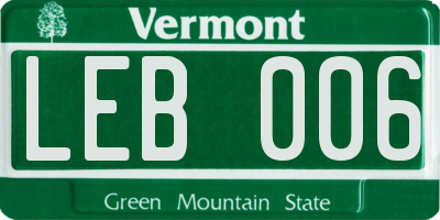 VT license plate LEB006