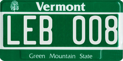VT license plate LEB008