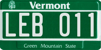 VT license plate LEB011