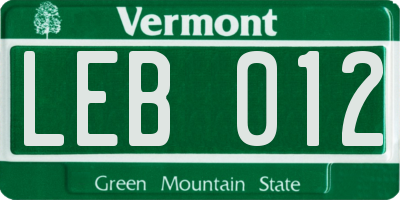 VT license plate LEB012