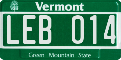 VT license plate LEB014