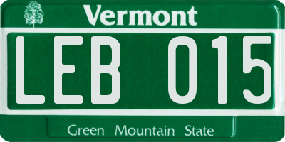 VT license plate LEB015