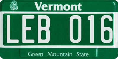 VT license plate LEB016