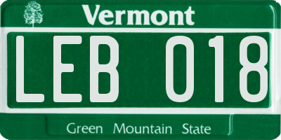 VT license plate LEB018