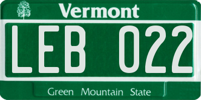 VT license plate LEB022