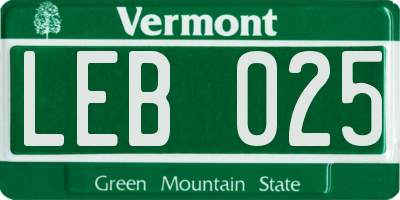 VT license plate LEB025