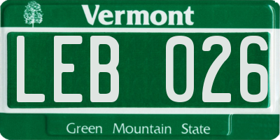 VT license plate LEB026