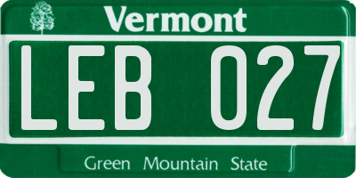 VT license plate LEB027