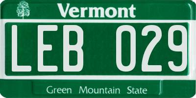 VT license plate LEB029