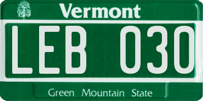 VT license plate LEB030