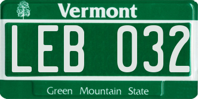 VT license plate LEB032