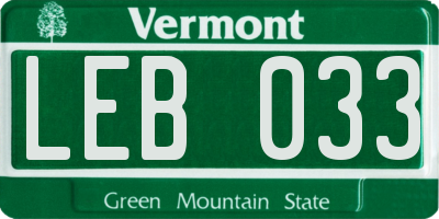 VT license plate LEB033