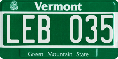 VT license plate LEB035