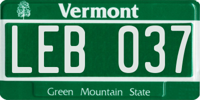 VT license plate LEB037