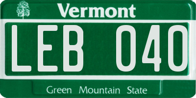VT license plate LEB040