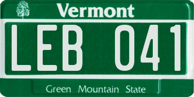 VT license plate LEB041