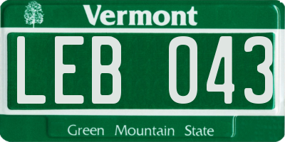 VT license plate LEB043