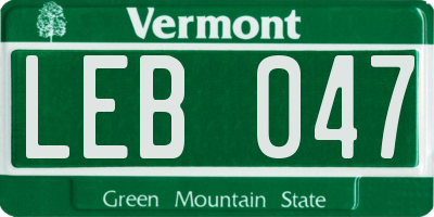 VT license plate LEB047