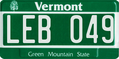 VT license plate LEB049