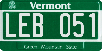 VT license plate LEB051