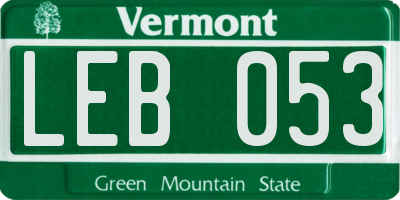 VT license plate LEB053