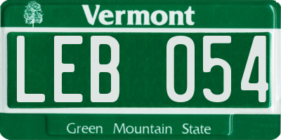 VT license plate LEB054
