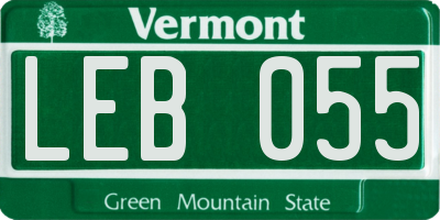 VT license plate LEB055