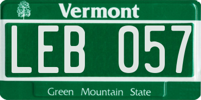 VT license plate LEB057