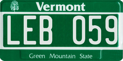 VT license plate LEB059