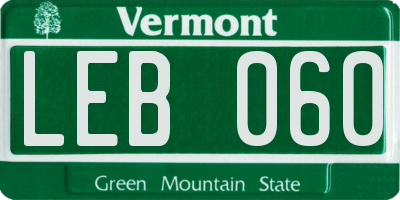VT license plate LEB060