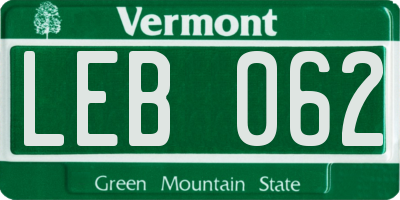 VT license plate LEB062