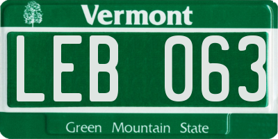 VT license plate LEB063