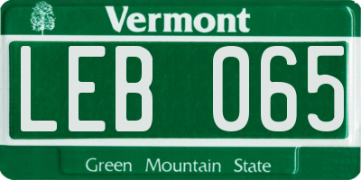 VT license plate LEB065