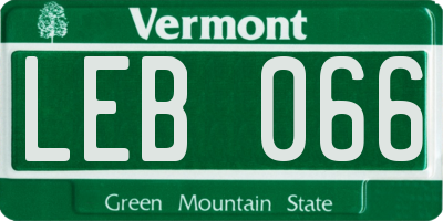 VT license plate LEB066