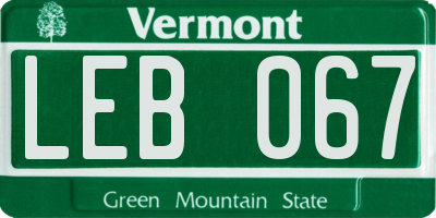 VT license plate LEB067