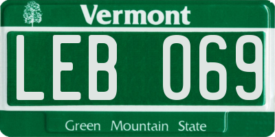 VT license plate LEB069