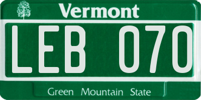 VT license plate LEB070