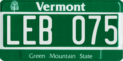 VT license plate LEB075