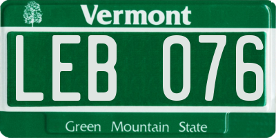 VT license plate LEB076