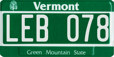 VT license plate LEB078