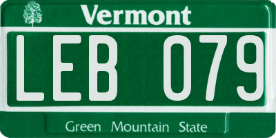 VT license plate LEB079
